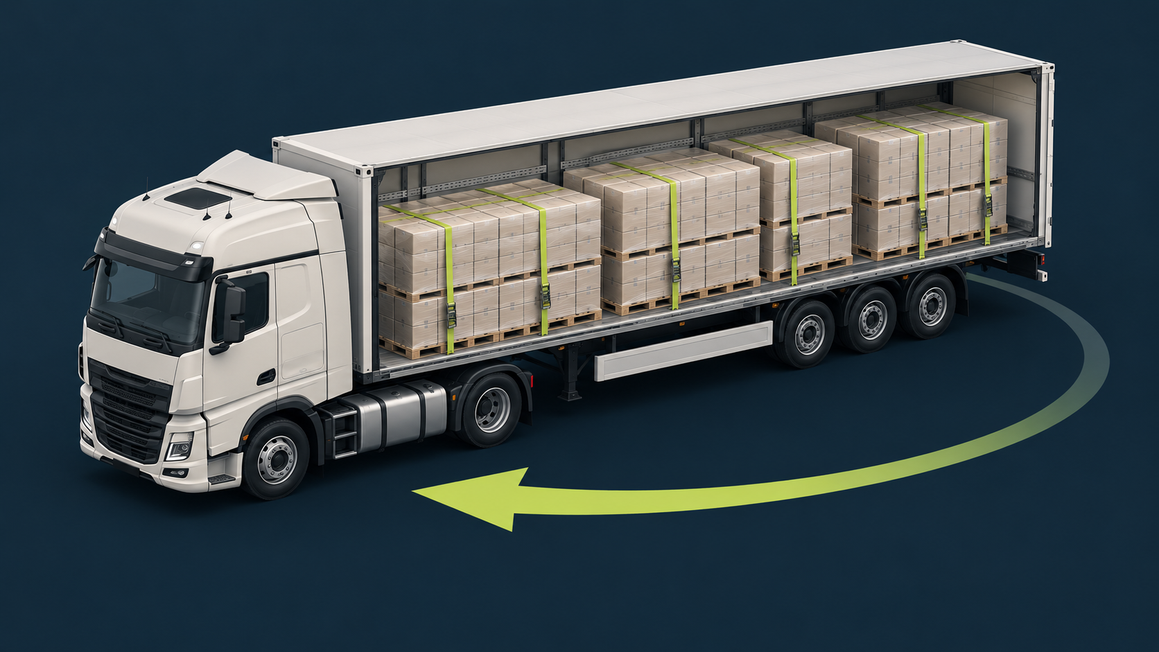 Ilustracja transportu z ładunkiem w obu kierunkach